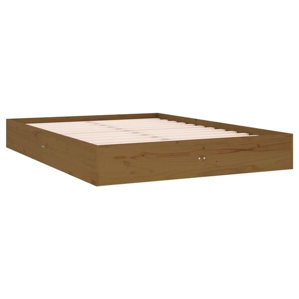 vidaXL Bed Frame without Mattress Honey Brown Solid Wood 135x190 cm Double