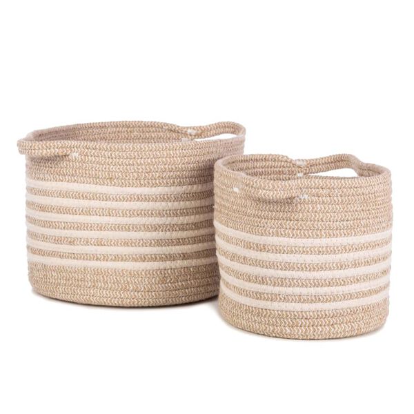 KidsDepot 2 Piece Baskets Set Eran Cotton Rope Beige