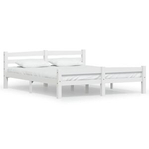 vidaXL Bed Frame without Mattress White Solid Pinewood 160x200 cm