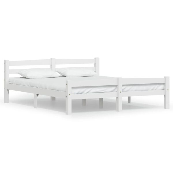 vidaXL Bed Frame without Mattress White Solid Pinewood 160x200 cm