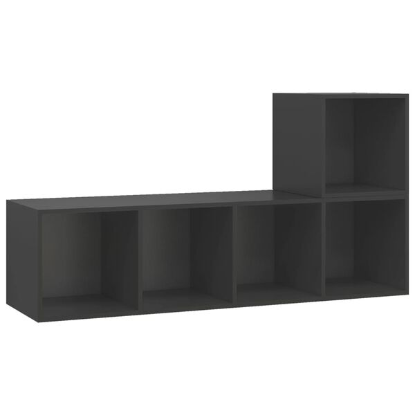 vidaXL 2 Piece TV Cabinet Set Grey Engineered Wood