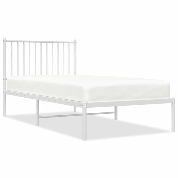 vidaXL Metal Bed Frame without Mattress with Headboard White 90x190cm