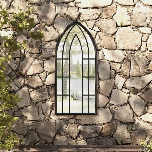 vidaXL Garden Mirror Black 100x45 cm Iron for Outdoor Use