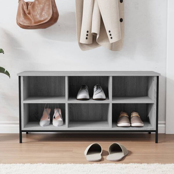 vidaXL Shoe Cabinet Grey Sonoma 100x35x50 cm Engineered Wood