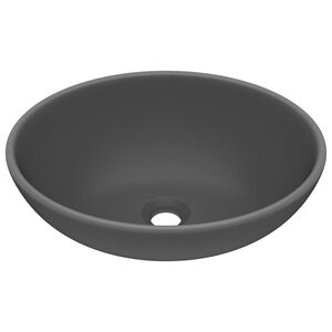 vidaXL Luxury Basin Oval-shaped Matt Dark Grey 40x33 cm Ceramic