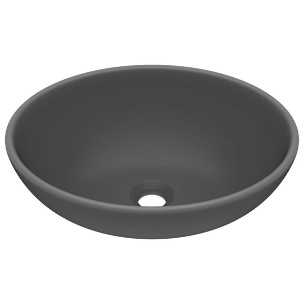 vidaXL Luxury Basin Oval-shaped Matt Dark Grey 40x33 cm Ceramic