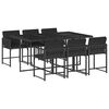 vidaXL 7 Piece Garden Dining Set with Cushions Black Poly Rattan