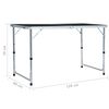 vidaXL Foldable Camping Table Grey Aluminium 120x60 cm