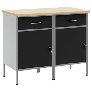vidaXL Work Cabinet with Drawer 2 pcs Black and Grey 100 x 55 x 85 cm