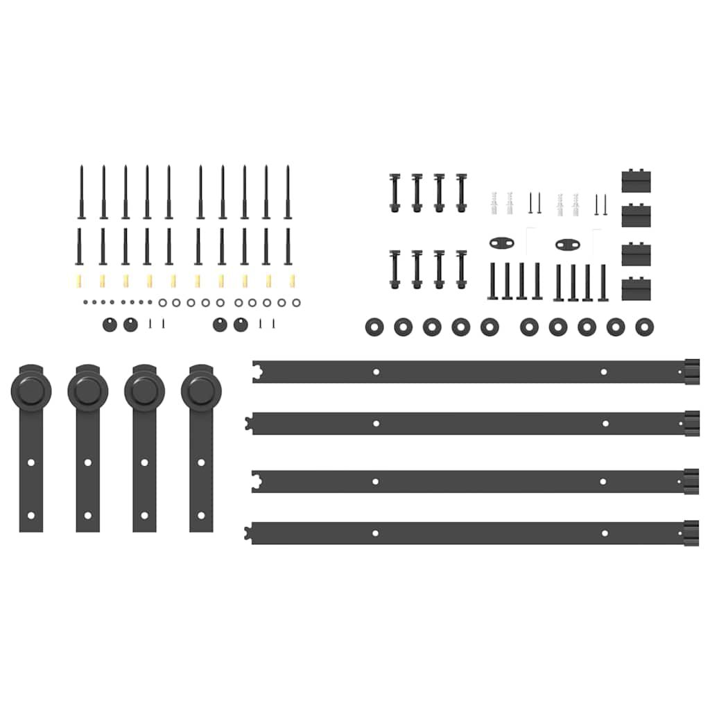 vidaXL Sliding Door Hardware Kit 305 cm Steel Black