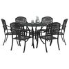 vidaXL Garden Dining Set 7 pcs Black 90 x 90 x 75 cm Cast Aluminium