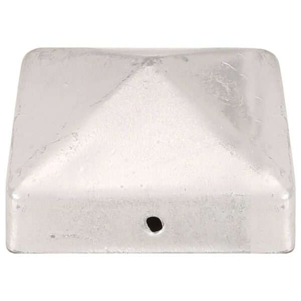vidaXL Pyramid Fence Post Caps 6 pcs Galvanised Metal 71x71 mm