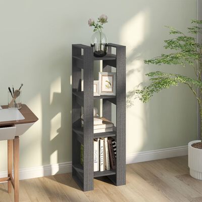 vidaXL Book Cabinet/Room Divider Grey 41x35x125 cm Solid Wood Pine