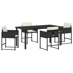 vidaXL Garden Dining Set 5 pcs Black Poly Rattan