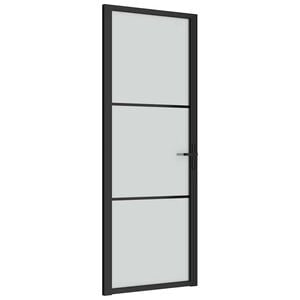 vidaXL Interior Door 76x201.5 cm Black Matt Glass and Aluminium