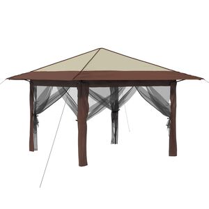 vidaXL Gazebo with 4 Sidewalls 3.3 x 3.3 m Cream and Brown