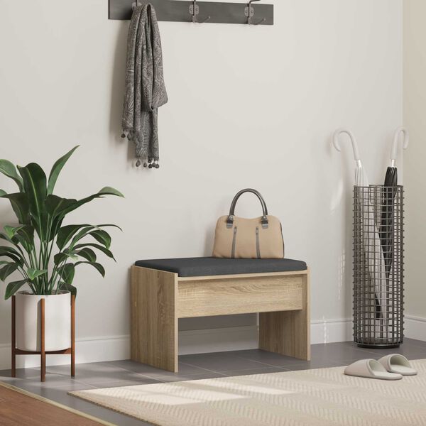 vidaXL Hall Bench with Cushion Sonoma Oak 63 x 38 x 40 cm