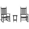 vidaXL Rocking Chairs 2pcs with Foldable Table Black Solid Wood Poplar