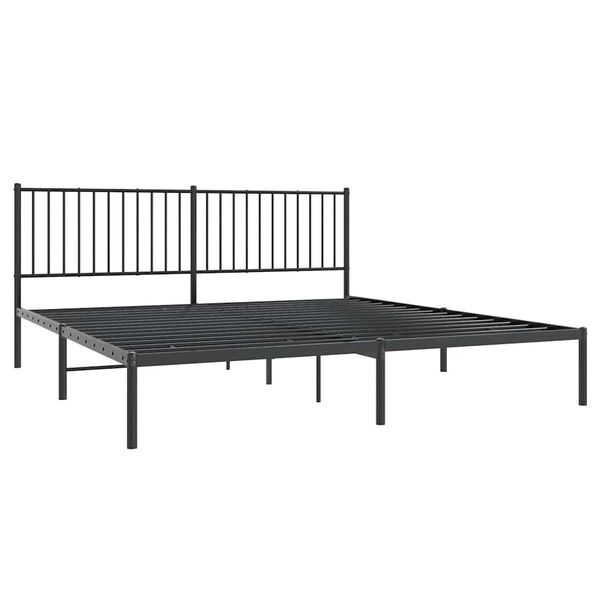 vidaXL Metal Bed Frame without Mattress with Headboard Black 183x213cm