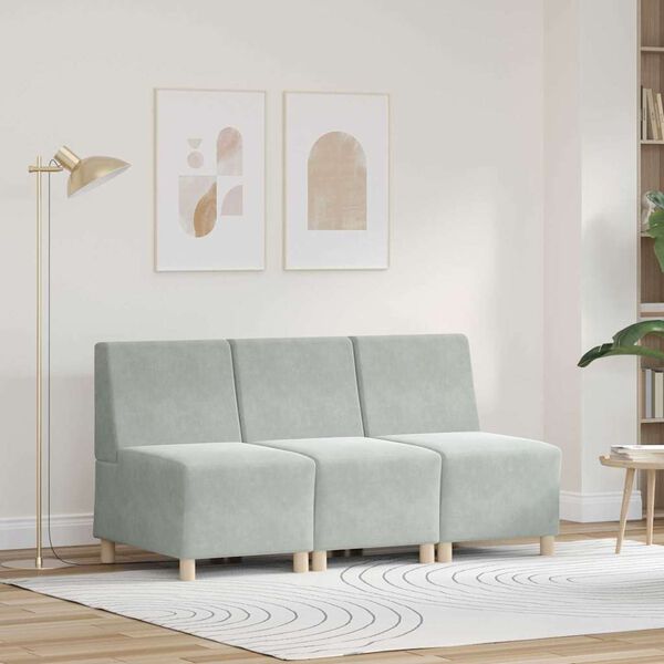 vidaXL Modular Sofa Unit Armless 3 pcs Light Grey 55 x 74 x 82 cm