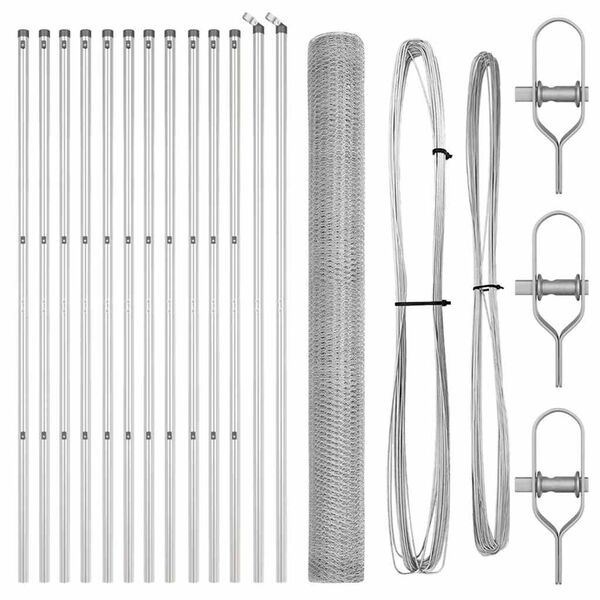 vidaXL Fence with Posts Silver 1.5 x 25 m PVC-coated steel