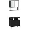 vidaXL Bathroom Furniture Set with Shelf 3 pcs Black Engineered wood