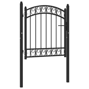 vidaXL Fence Gate "EMMEN" with Arched Top Steel 100x86 cm Black