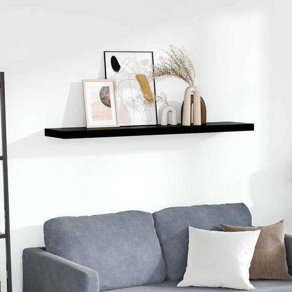 vidaXL Floating Wall Shelf High Gloss Black 120x23.5x3.8 cm MDF