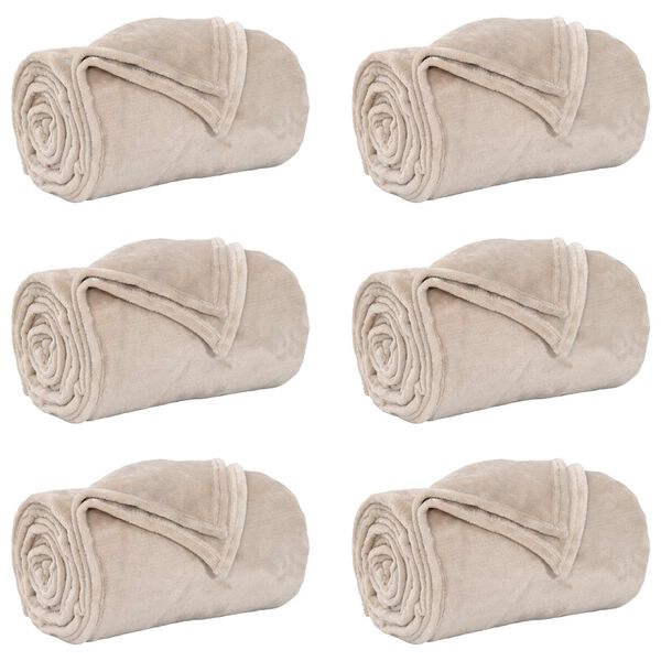 vidaXL Throw Blankets 6 pcs Beige 130 x 150 cm Fleece