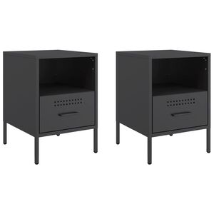vidaXL Bedside Cabinets 2 pcs Black 36x39x50,5 cm Steel