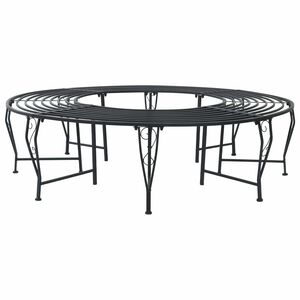 vidaXL Tree Bench 8-Seater &Oslash; 160 x 44 cm Steel Black Round