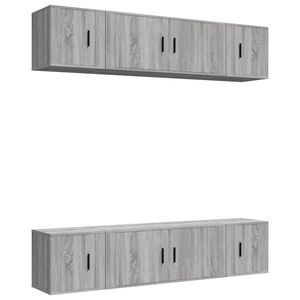 vidaXL 6 Piece TV Cabinet Set Grey Sonoma Engineered Wood