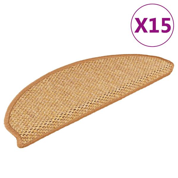 vidaXL Stair Mats Self-adhesive Sisal-Look 15 pcs 65x21x4 cm Sisal
