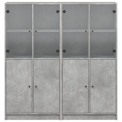 vidaXL Bookcase with Doors Concrete Grey 136x37x142 cm Engineered Wood