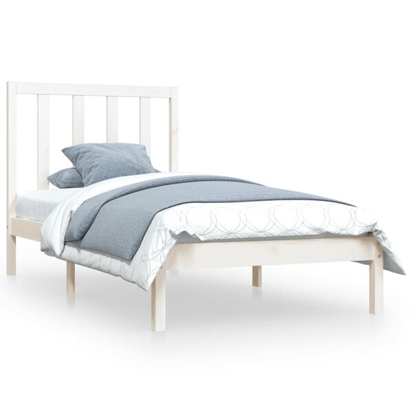 vidaXL Bed Frame without Mattress White Solid Wood Pine 100x200 cm
