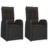 vidaXL 3 Piece Garden Lounge Set Black Poly Rattan&Solid Wood Acacia
