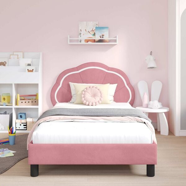 vidaXL Children's Bed Frame with Headboard Pink 80 x 200 cm Velvet