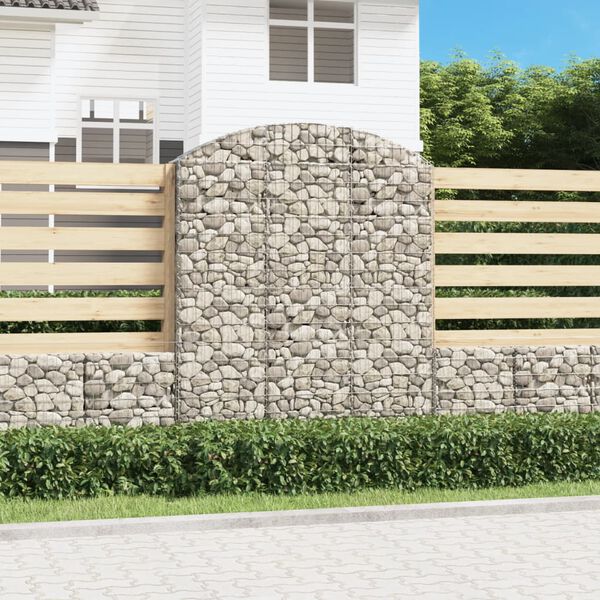 vidaXL Arched Gabion Basket 150x30x180/200 cm Galvanised Iron