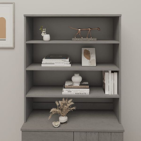 vidaXL Top for Highboard HAMAR Light Grey 90x30x100cm Solid Wood Pine