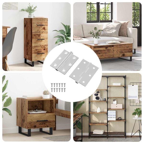 vidaXL Hinge 2 pcs Silver 50 x 38 x 1.3 mm Steel