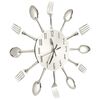 vidaXL Wall Clock with Spoon and Fork Design Silver 31 cm Aluminium
