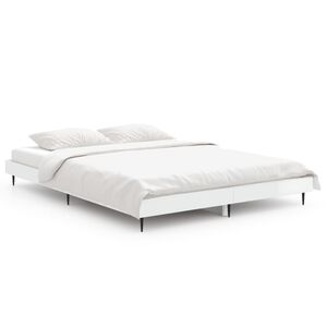 vidaXL Bed Frame without Mattress High Gloss White 140x190 cm