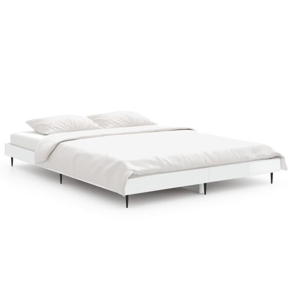 vidaXL Bed Frame without Mattress High Gloss White 140x190 cm