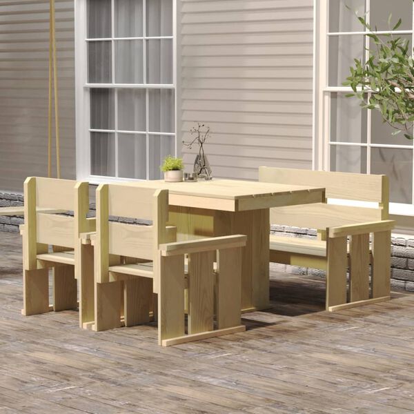 vidaXL 4 Piece Garden Dining Set Impregnated Pinewood