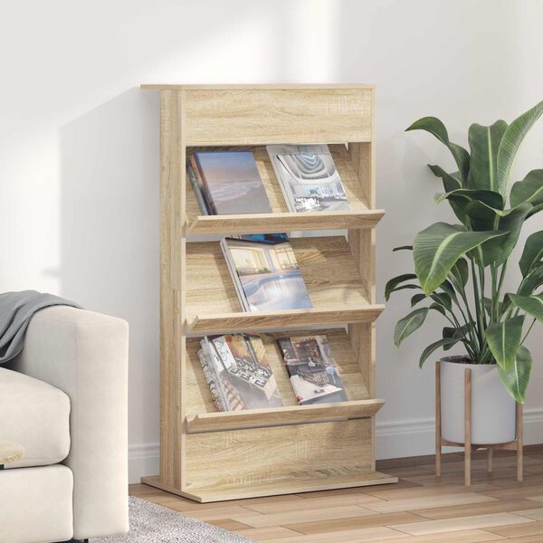 vidaXL Magazine Rack Sonoma Oak 70 x 41 x 126 cm Engineered Wood