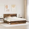 vidaXL Bed Frame with Headboard Old Wood 200 x 200 cm Solid Pine Wood