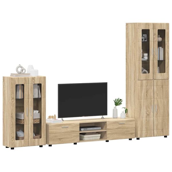 vidaXL TV Cabinet Set with Drawer FLORIN Sonoma Oak Engineered Wood