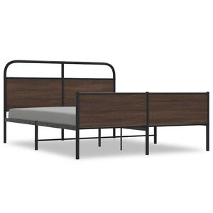vidaXL Metal Bed Frame without Mattress Brown Oak 150x200 cm King Size
