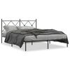 vidaXL Metal Bed Frame without Mattress with Headboard Black 160x200cm