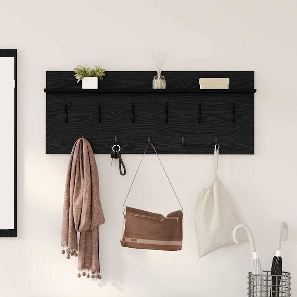 vidaXL Wall-Mounted Coat Rack with Shelf Black Oak 100 x 40 x 12 cm